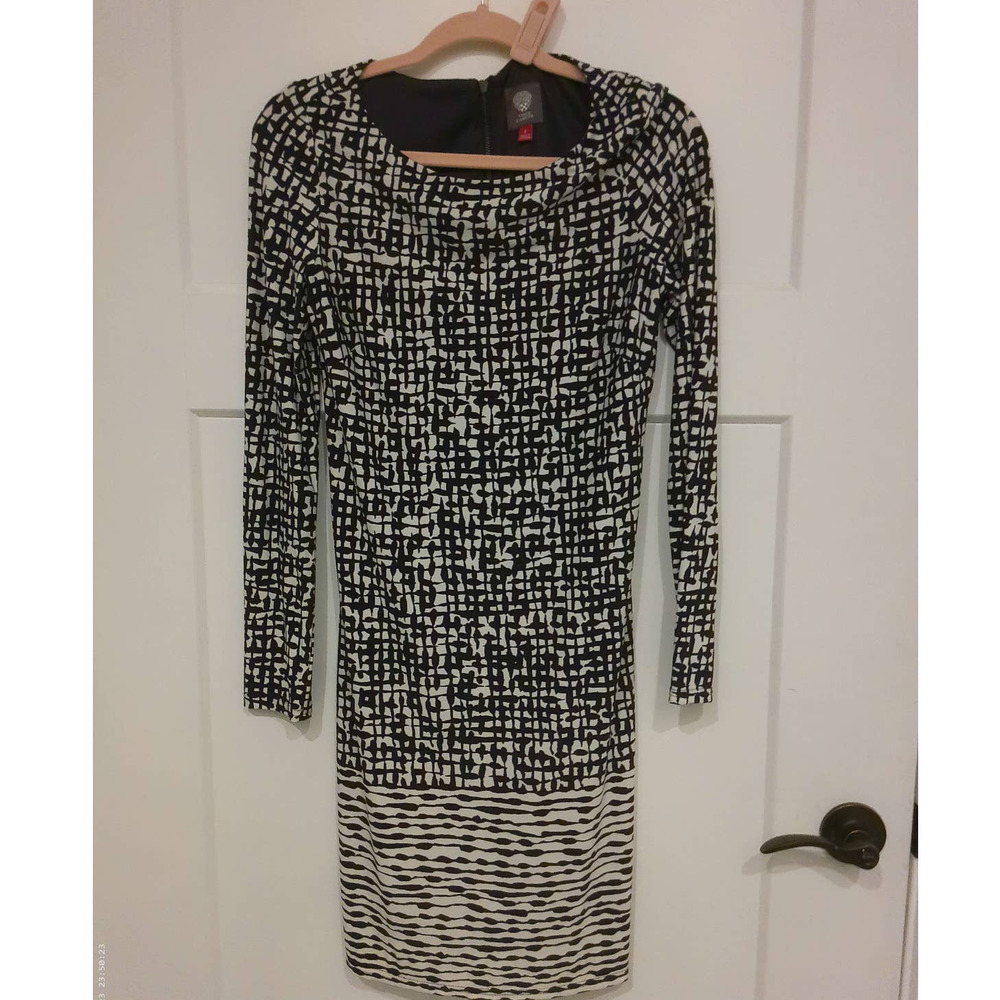 Vince Camuto Navy Blue & White Dress, Knee Length, Silky, Size 4